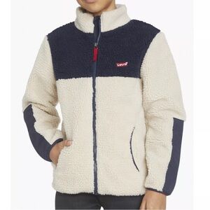 Levi’s Colorblock Sherpa Jacket Big Boys Sz L 12-13 yrs NWT full zip pockets